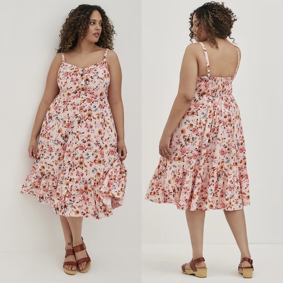 torrid | Dresses | New Torrid 4 Button Front Midi Dress Challis Floral ...